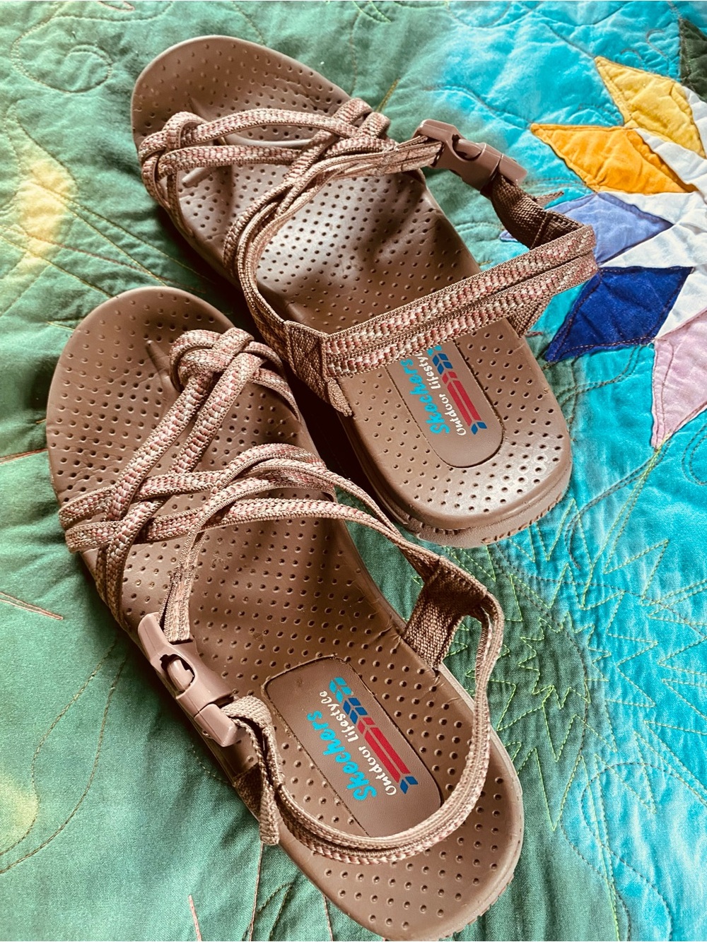 Skechers reggae positive space pink and tan Women's Sandals